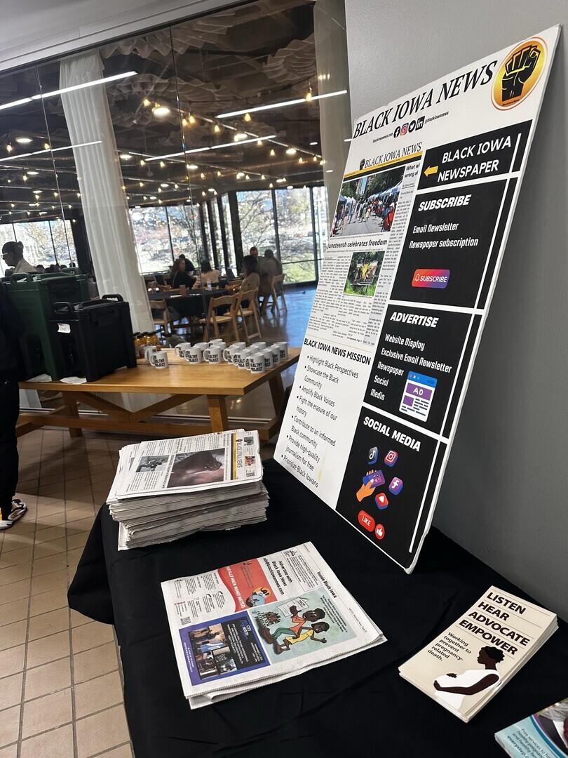 The Black Iowa Newspaper at Des Moines Area Community College, one of more than 100 distribution sites.