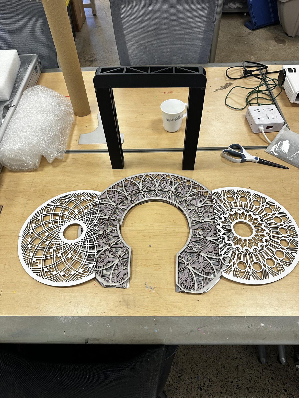 Building our laser cute scale model with 3d printed mini truss!