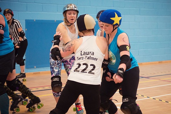 Laura Face-Palmer in action against Bath Roller Girls in January 2015