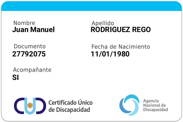 Reverse of Official Disability Certificate (CUD – Argentina)