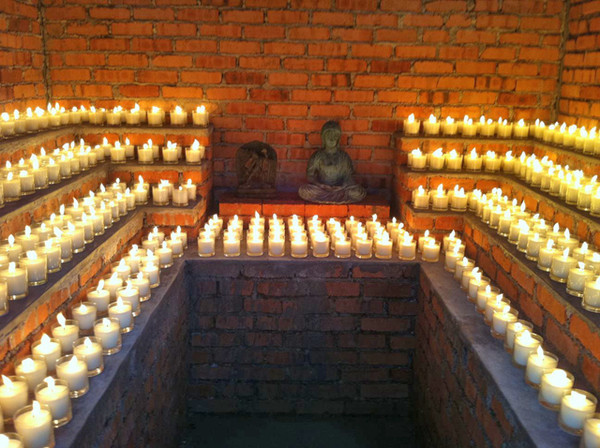 Candles offered at the butterlamp house in Kechara Forest Retreat (2012)