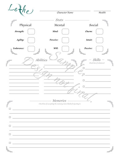 The Character Sheet for Lethe
