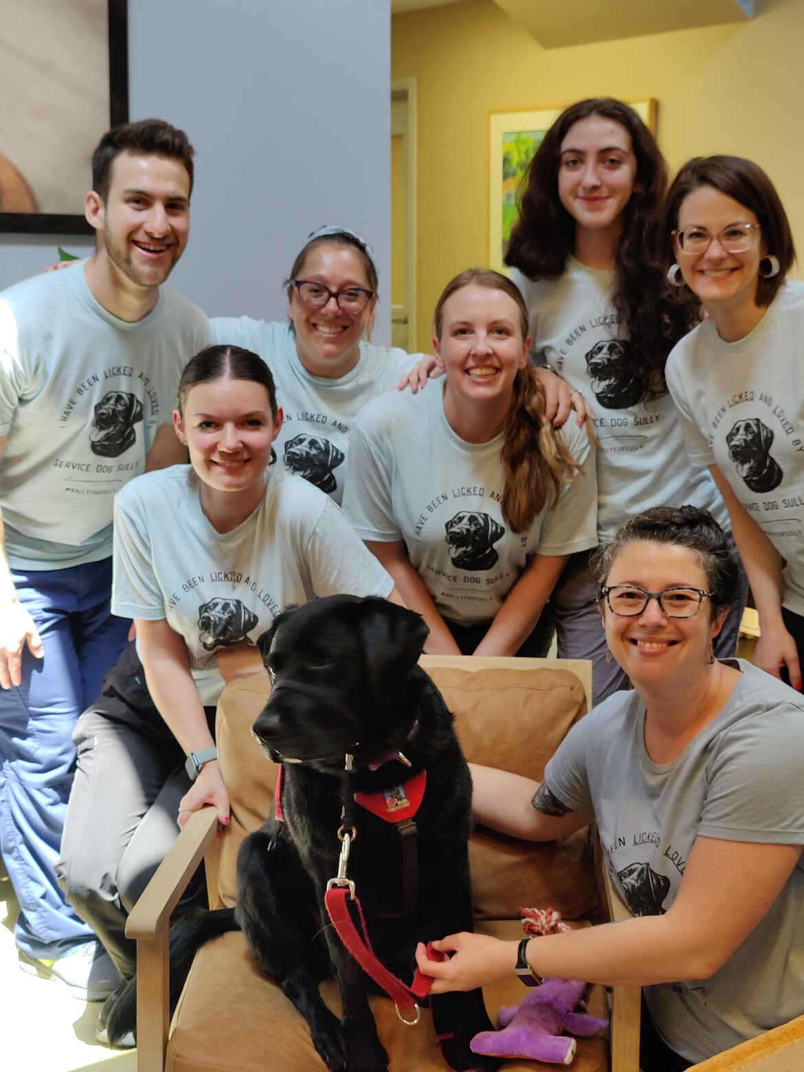 Sully’s oncology team, who all bought fundraiser shirts and all wore them on his treatment dayy
