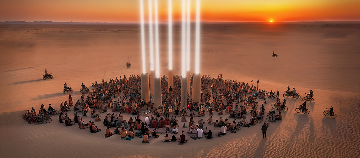 Visualisation of Alquem opening ceremony at the Tree Circle