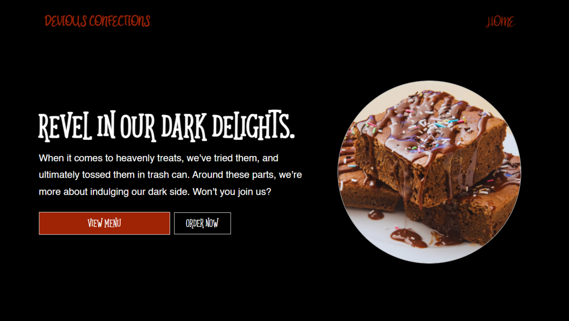 Snippet from Devious Confection's website.