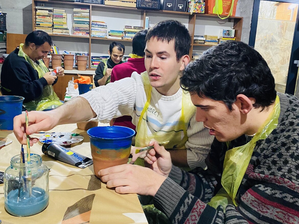 Special needs adults doing crafts