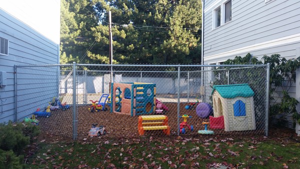 Our current small play yard with room for only six students and 1 teacher!