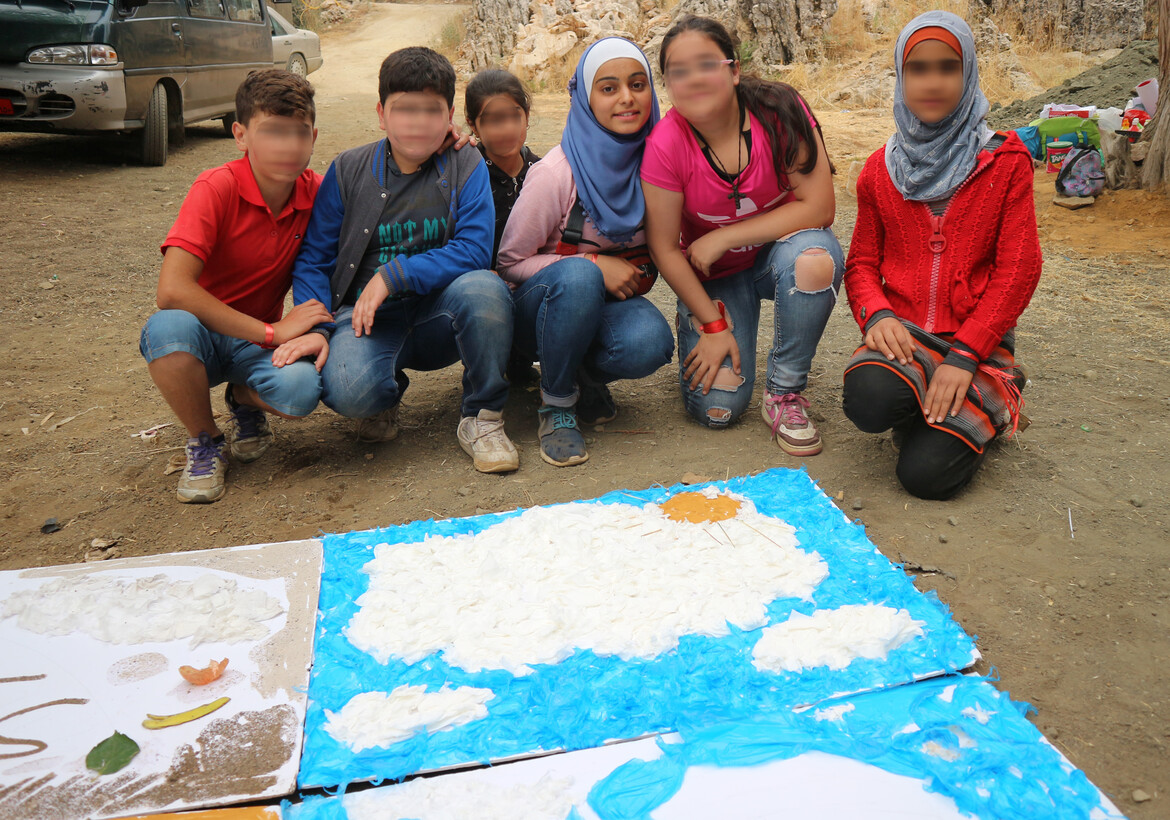 Safa as an education project officer during a summer camp in Lebanon, 2018.