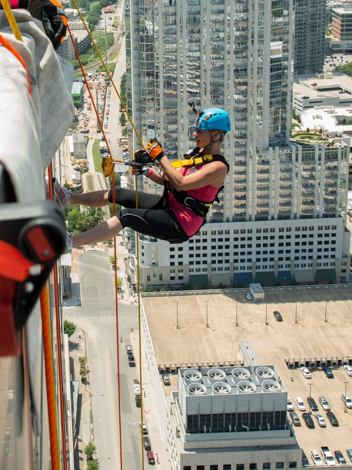 Woman going over the edge
