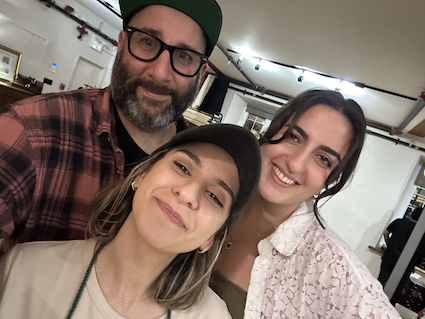 Selfie of Sam (Kareem), Deena (the director), Ivana (Hind) - Left to Right